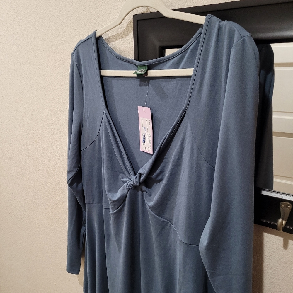 Wild Fable Blue Twist-Front Long Sleeve Dress – Size 3X | NWT - Picture 3 of 4